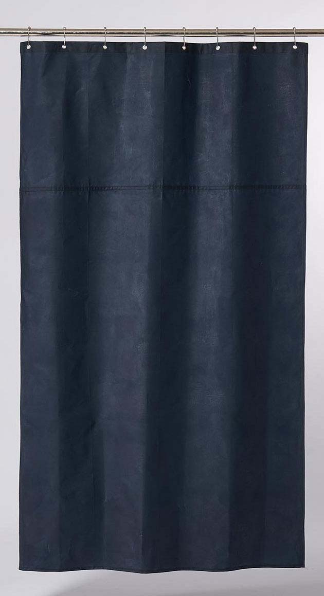 DUWAX, rideau de douche textile écologique bleu