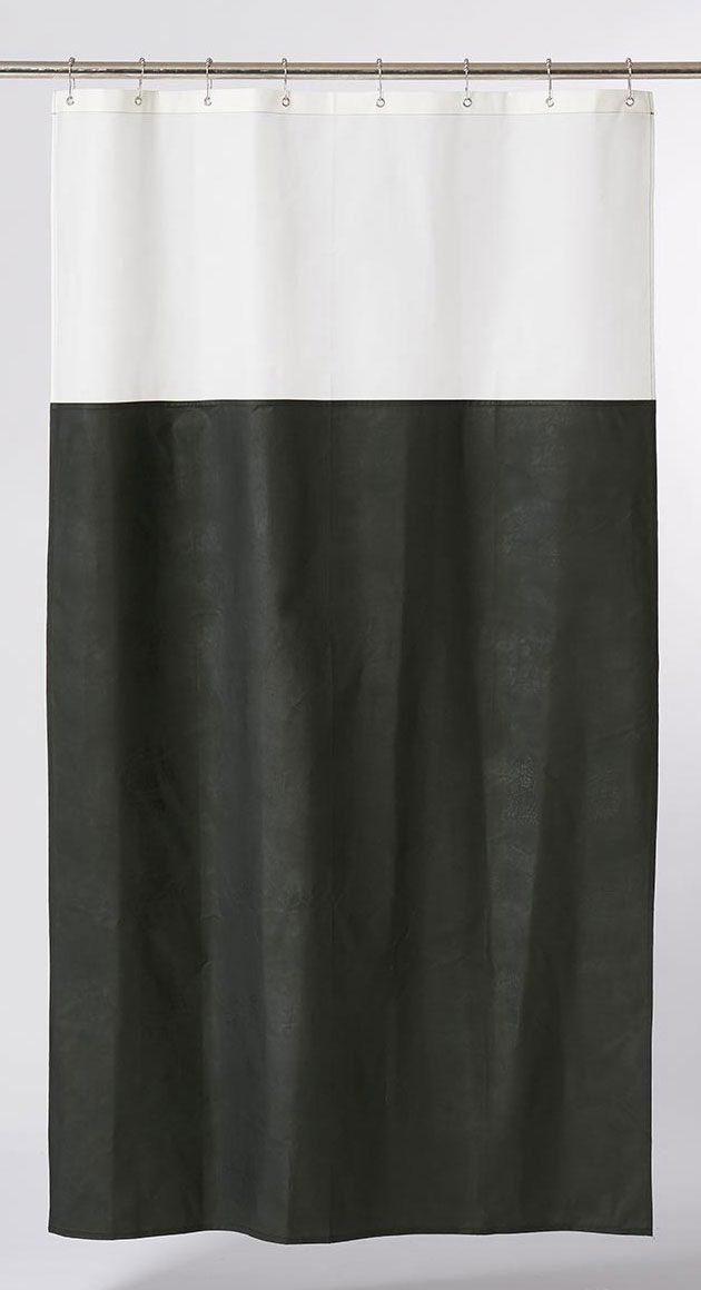 DUWAX, rideau de douche textile écologique vert blanc naturel